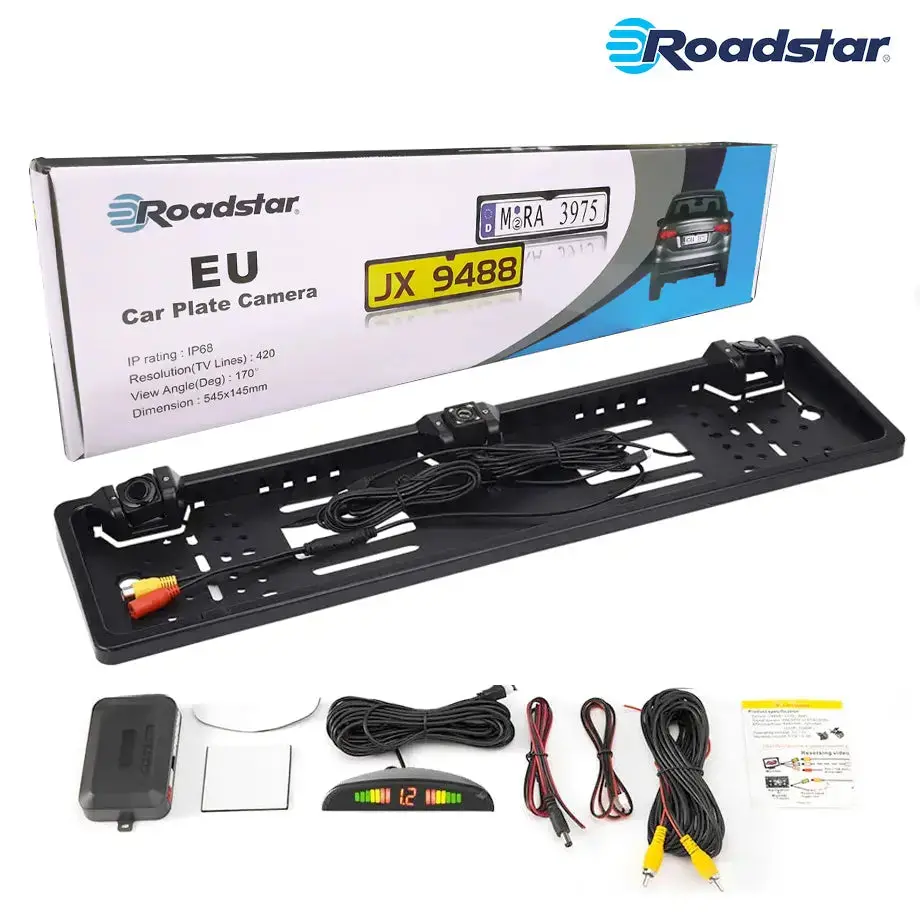 Roadstar Universal Number Plate Rear View Camera With Parking Sensors 1