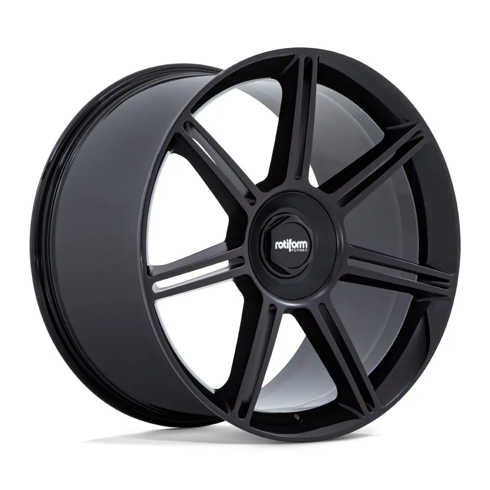 22" Rotiform Fra Gloss Black Wheel With Matte Black Spokes 1