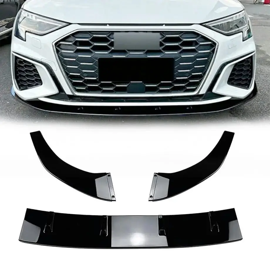 Audi A3 / S3 (8Y) 3-Piece Gloss Black Front Spoiler (21-On) 1
