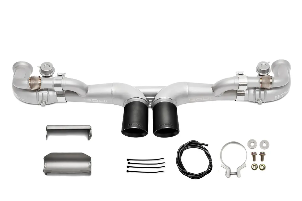 Soul 06-11 Porsche 997 Gt3 Modular Competition Exhaust Pkg - Valved - 3.5In Black Double Wall Tips 1