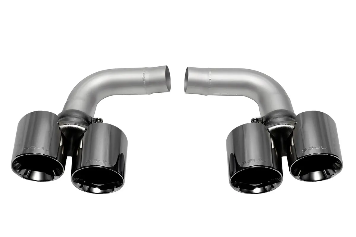 Soul 05-08 Porsche 997.1 Carrera Muffler Bypass Pipes - Black Chrome Tips 1