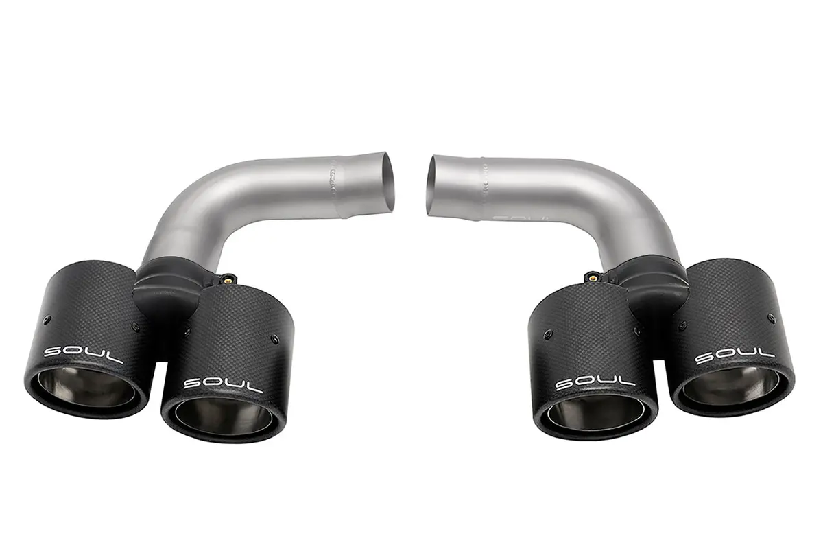 Soul 05-08 Porsche 997.1 Carrera Muffler Bypass Pipes - Carbon Fiber Tips 1
