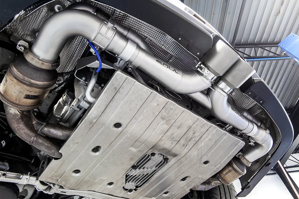 Soul 06-11 Porsche 997 Gt3 Modular Competition Exhaust Pkg - Valved - 3.5In Straight Cut Brushed Tips 1