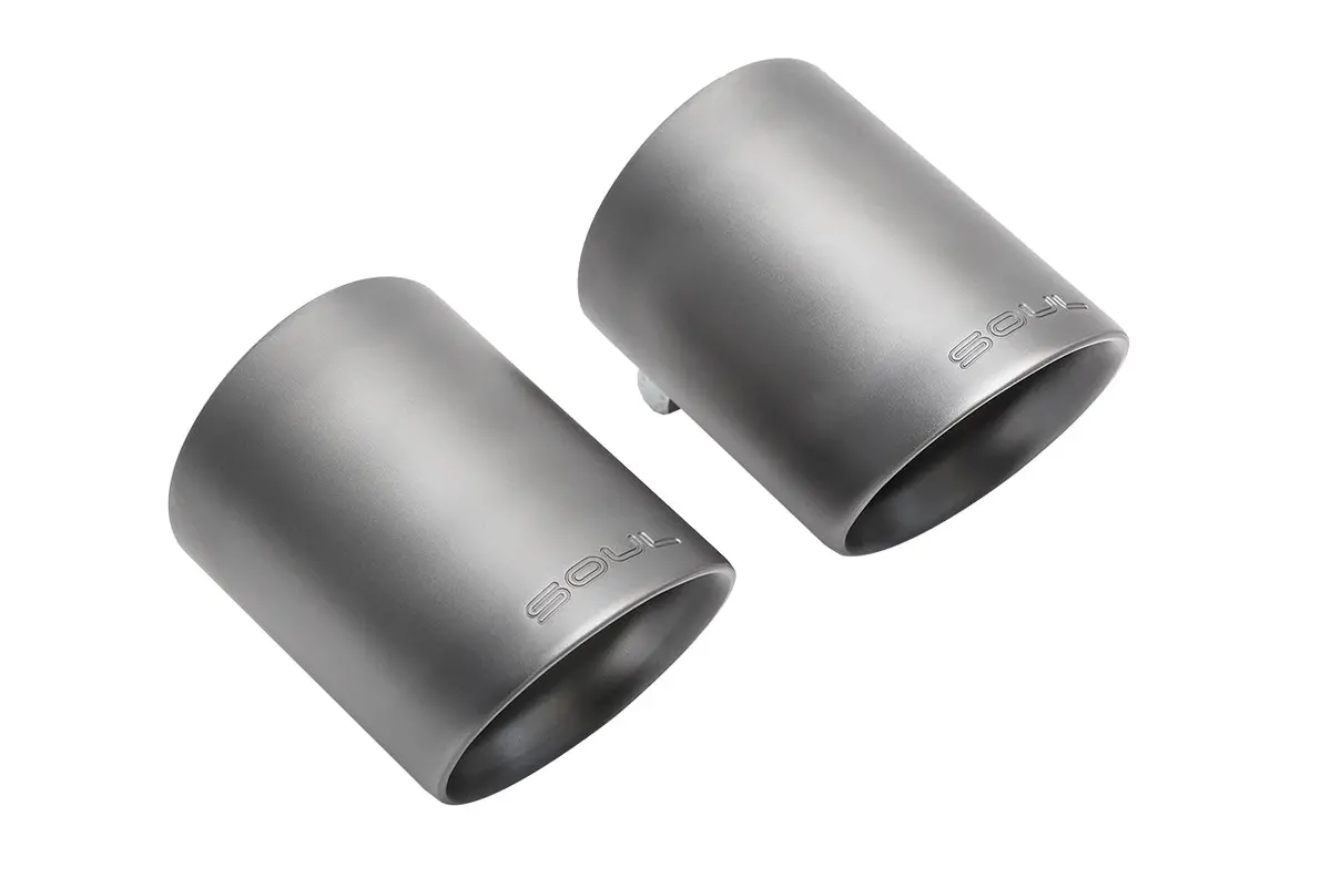 Soul 06-11 Porsche 997 / 997.2 Gt3 Center Muffler Bypass Exhaust - 3.5In Gunmetal Double Wall Tips 1