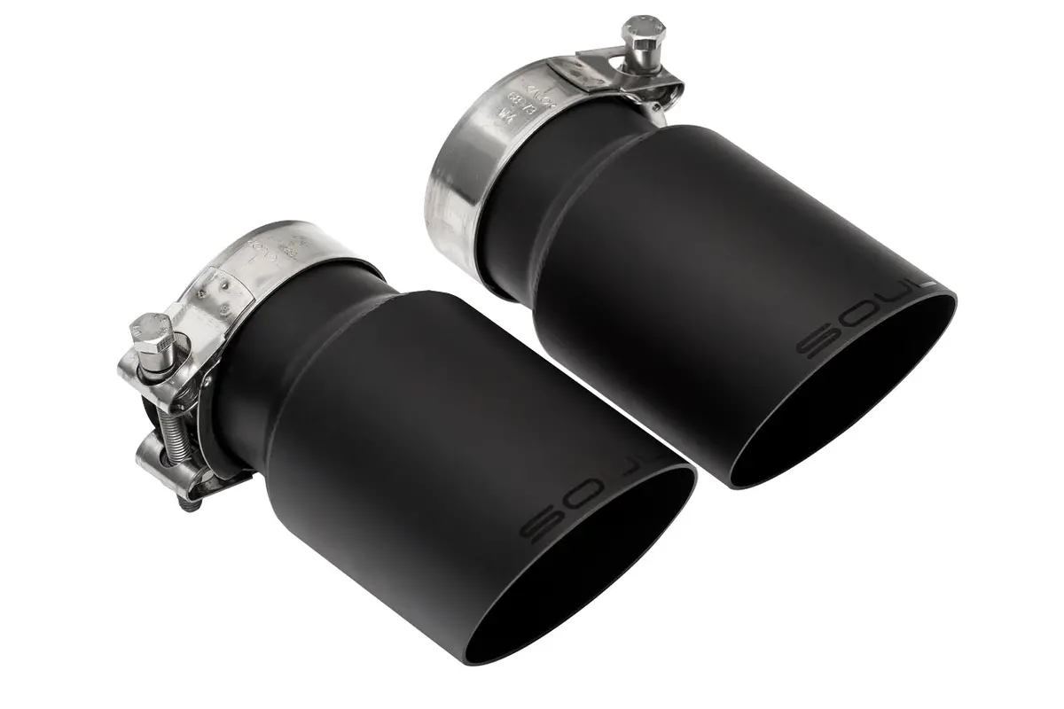 Soul 17+ Porsche 718 Cayman / Boxster Bolt-On X-Pipe W/ Tips - Slash Cut Satin Black Tips 1