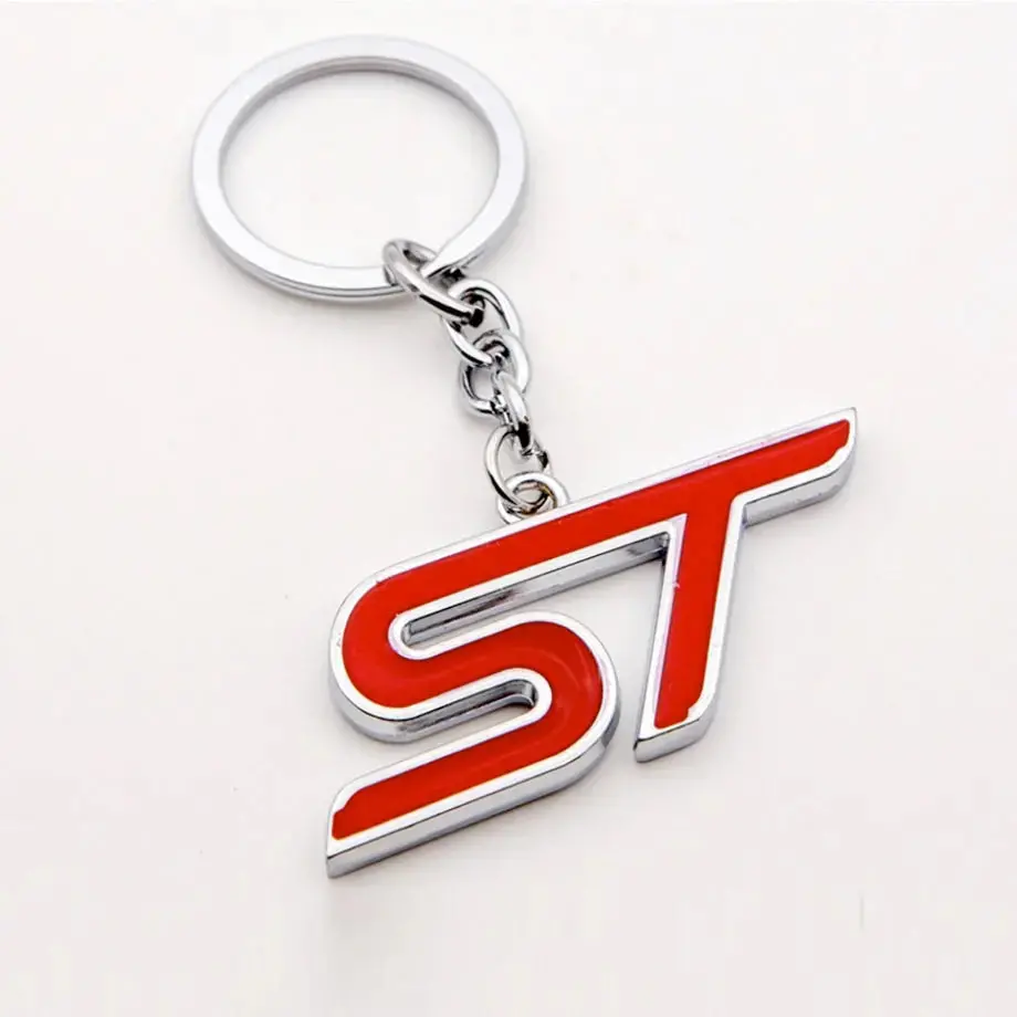 St Branded Chrome Key Ring (Red) 1