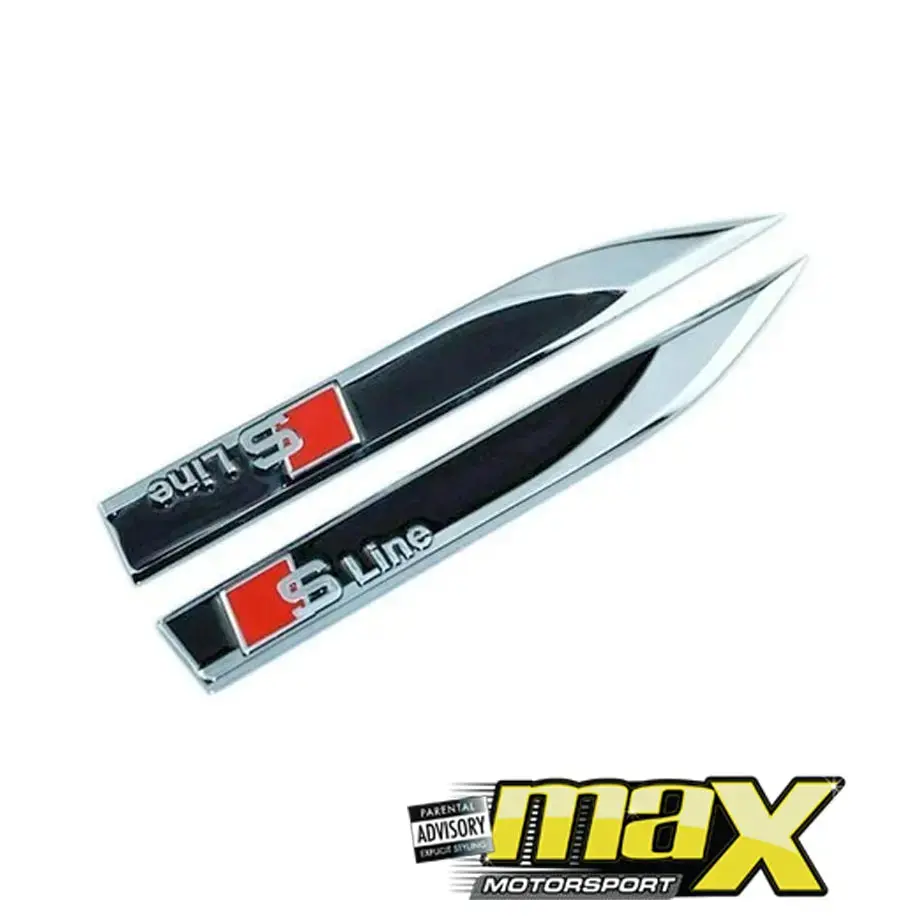 Side Fender Badges - Audi  S-Line (Black & Chrome) 1