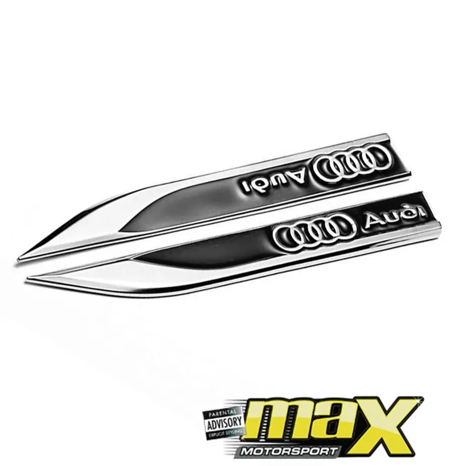 Side Fender Badges - Audi (Black & Chrome) 1