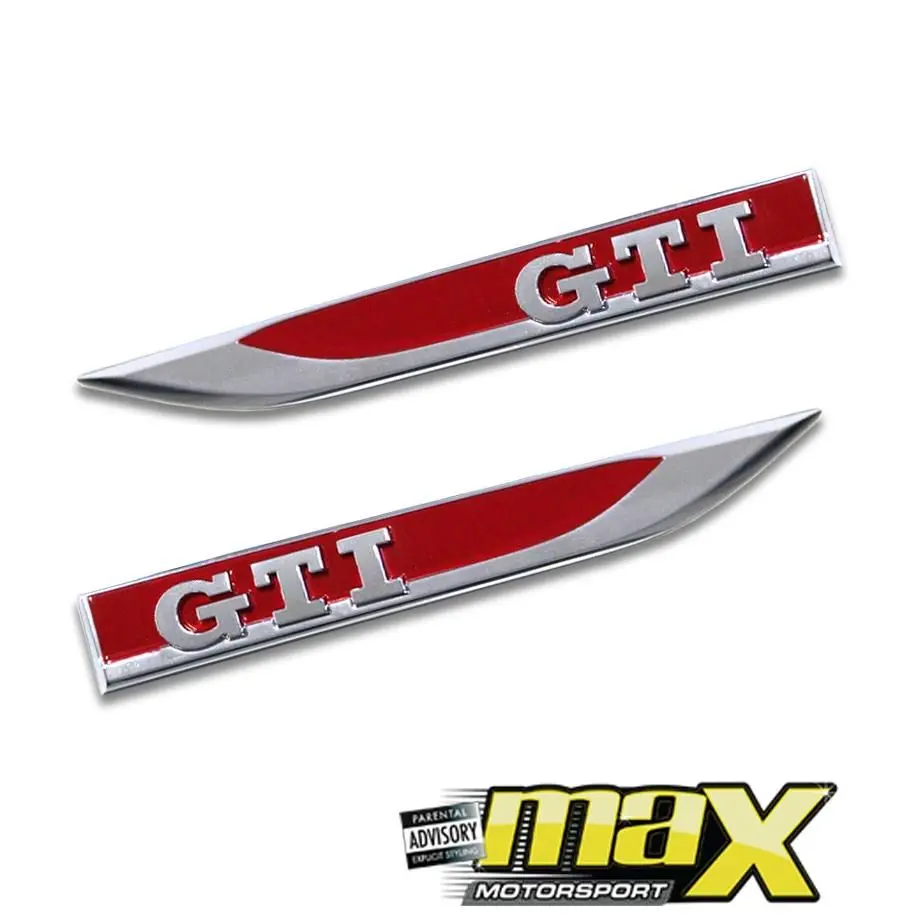 Gti Side Fender Badges - (Red & Chrome) 1