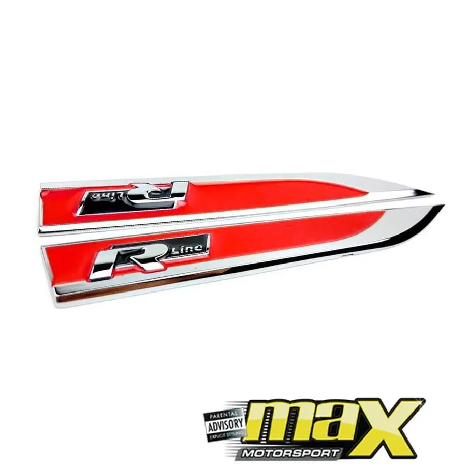 Side Fender Logo Badges - R-Line (Red & Chrome) 1