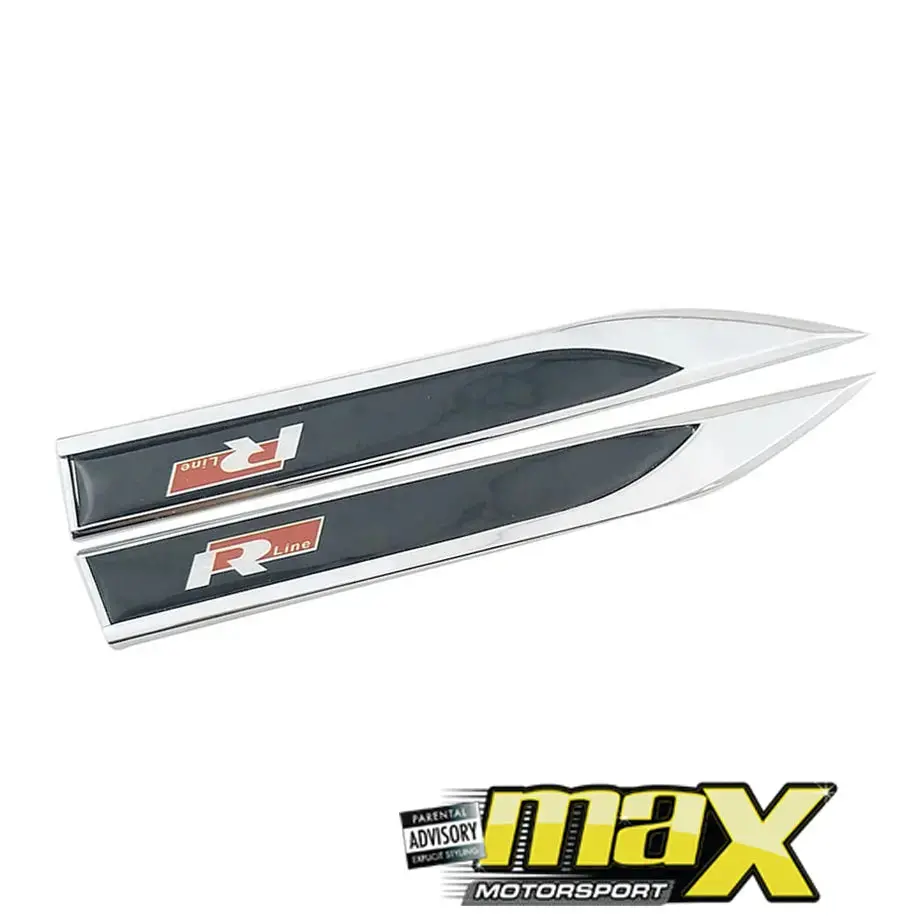Side Fender Logo Badges - R-Line (Black & Chrome) 1