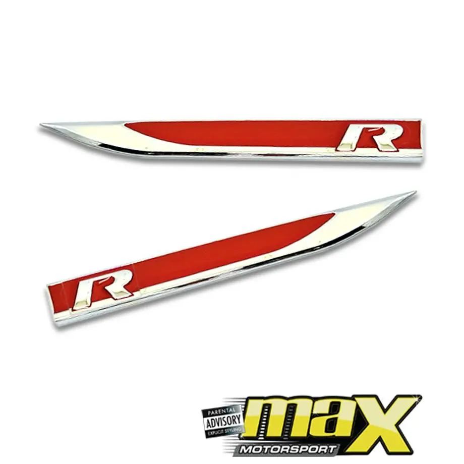 Side Fender Logo Badges - R (Red & Chrome) 1
