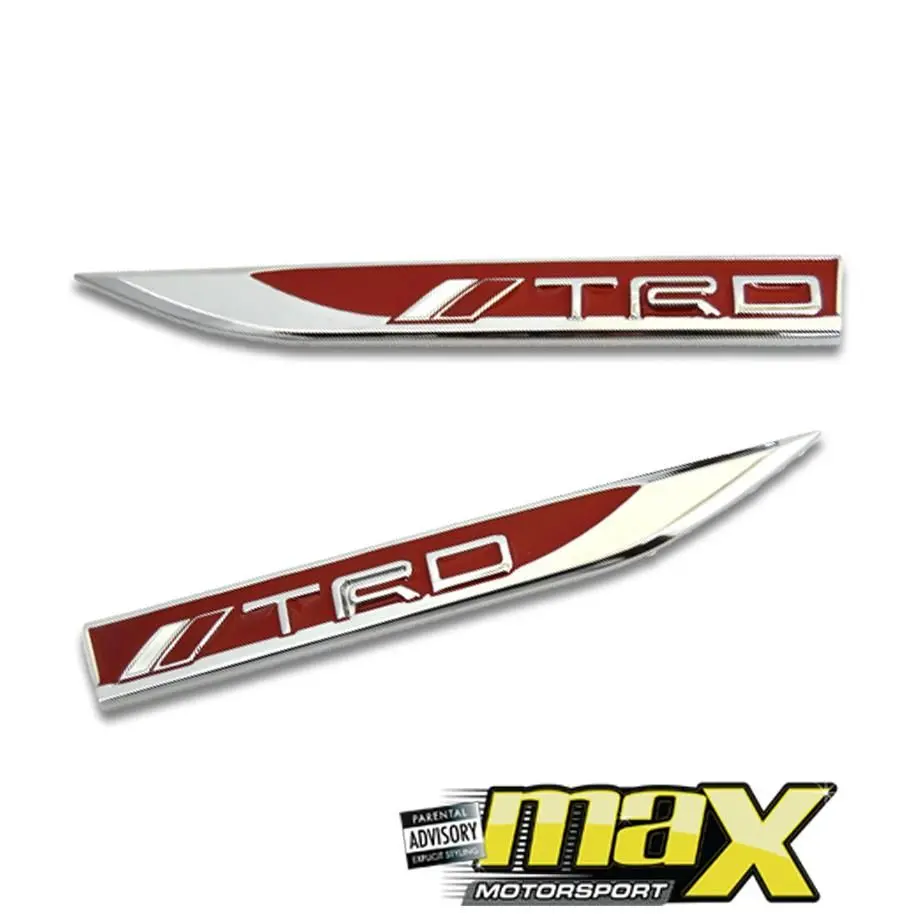 Side Fender Logo Badges - Trd (Red & Chrome) 1