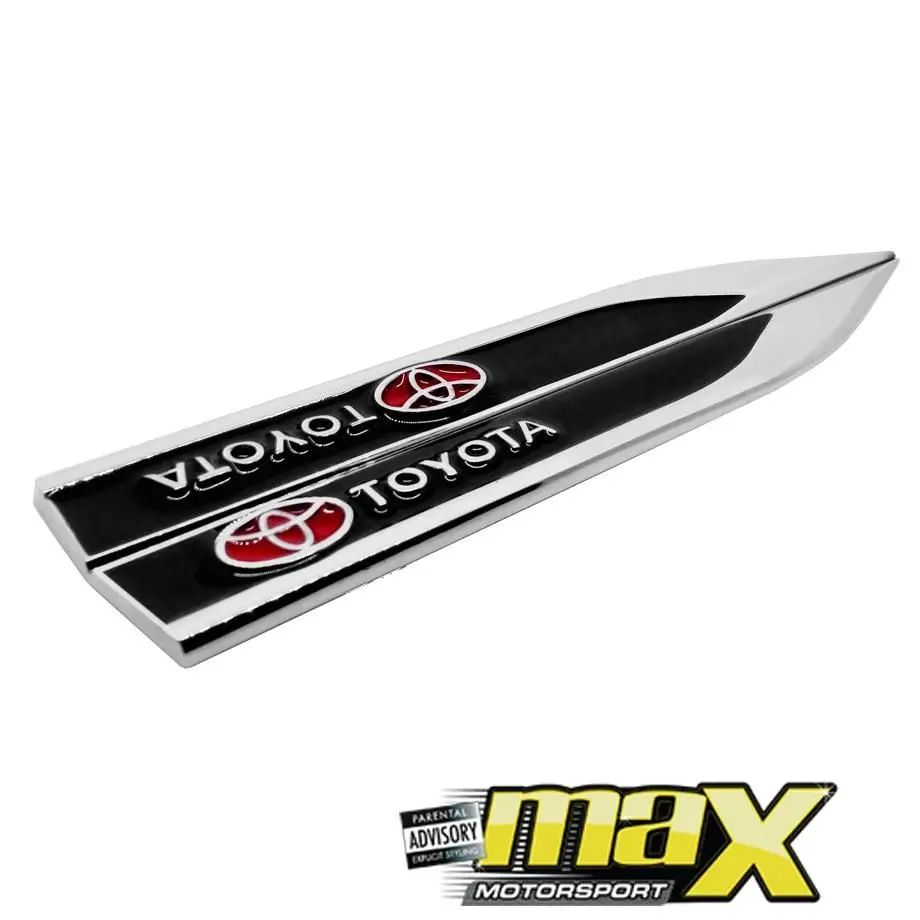 Side Fender Logo Badges - Toyota (Black & Chrome) 1