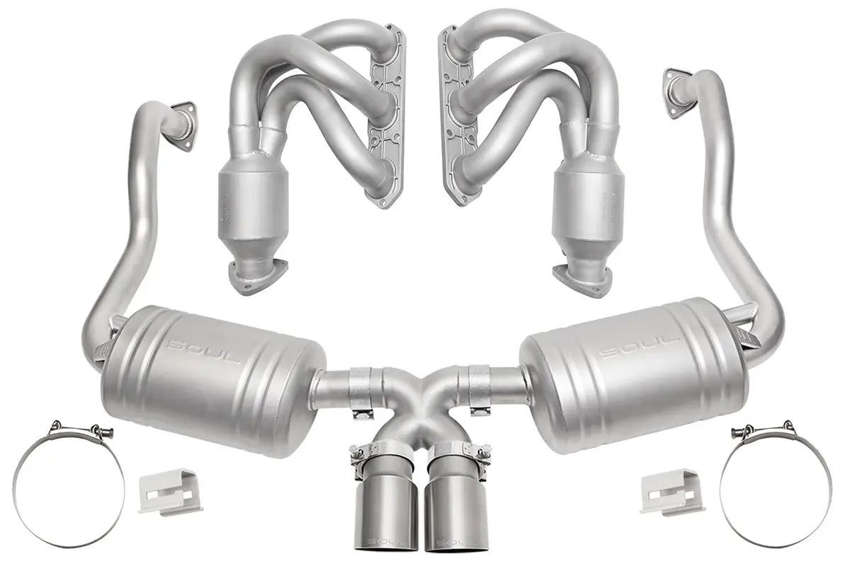 Soul 00-04 Porsche 986 Boxster Street Exhaust Package - Straight Cut Brushed Finish Tips 1
