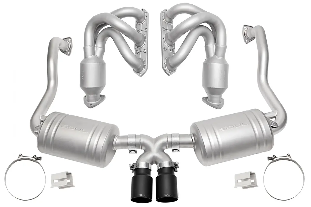 Soul 00-04 Porsche 986 Boxster Street Exhaust Package - Straight Cut Satin Black Tips 1