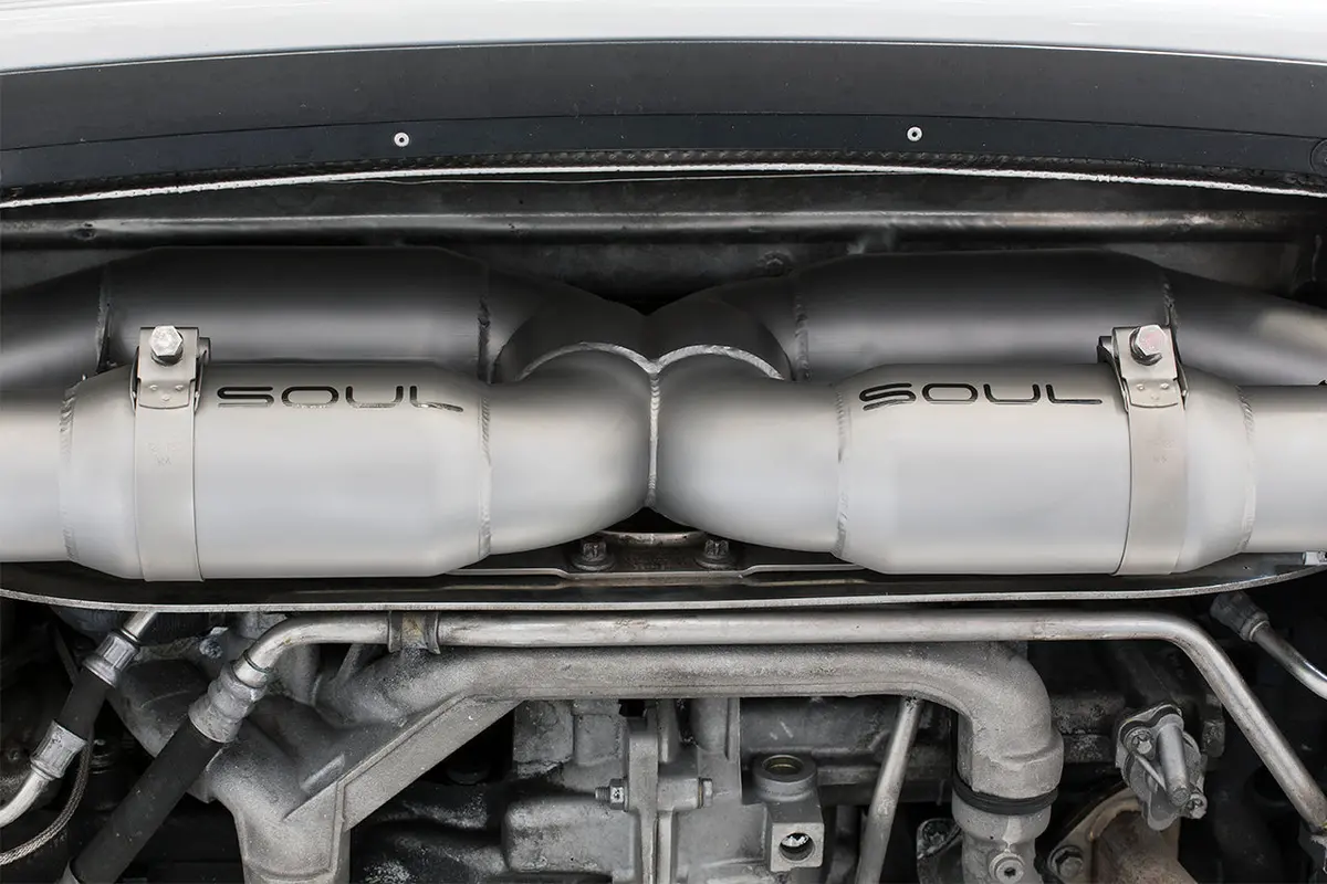 Soul 06-09 Porsche 997.1 Turbo Sport X-Pipe Exhaust (W/ 200 Cell Cats) - Reuse Factory Tips 1
