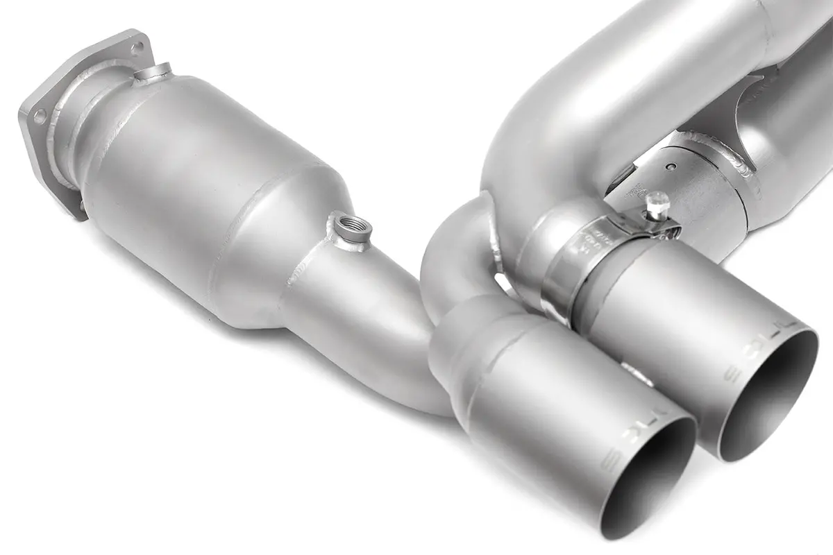 Soul 06-09 Porsche 997.1 Turbo Sport X-Pipe Exhaust (W/ 200 Cell Cats) - Straight Cut Sig Satin Tips 1