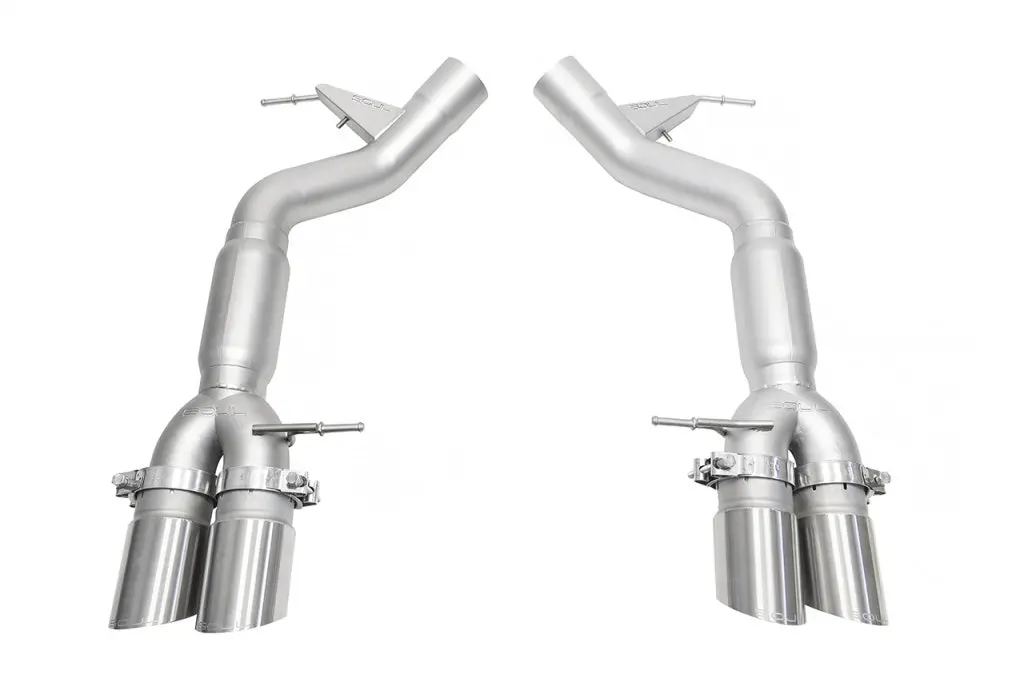 Soul 11-16 Bmw F10 M5 Resonated Muffler Bypass Exhaust - 3.5In Slash Cut Tips - (Brushed) 1