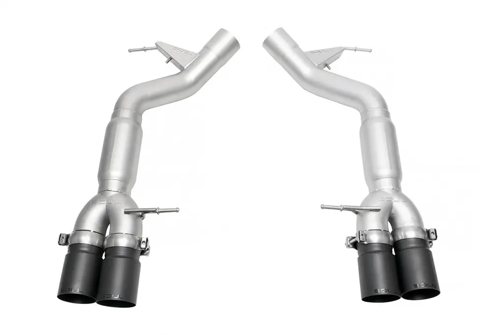 Soul 11-16 Bmw F10 M5 Resonated Muffler Bypass Exhaust - 3.5In Straight Cut Tips - (Satin Black) 1