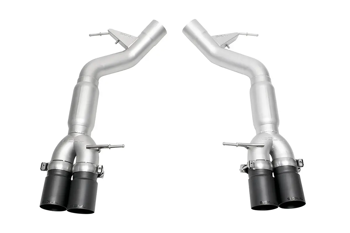 Soul 12-18 Bmw F06 / F12 / F13 M6 Resonated Muffler Bypass Exhaust - 3.5In Straight Cut Satin Blk Tips 1