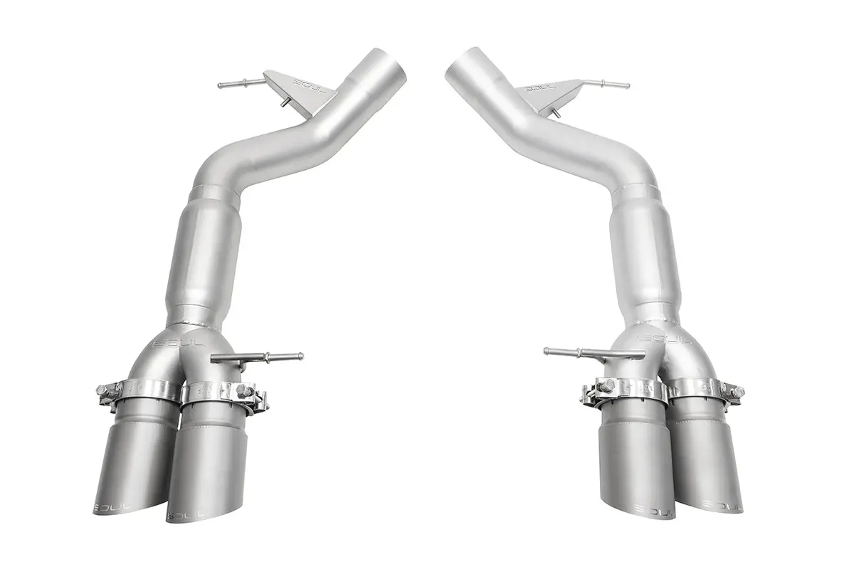 Soul 12-18 Bmw F06 / F12 / F13 M6 Resonated Muffler Bypass Exhaust - 3.5In Slash Cut Sig Satin Tips 1