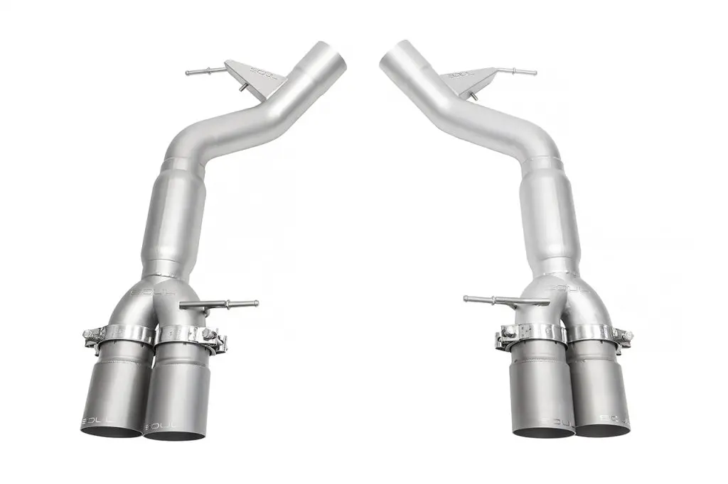 Soul 11-16 Bmw F10 M5 Resonated Muffler Bypass Exhaust - 3.5In Straight Cut Tips - (Brushed) 1
