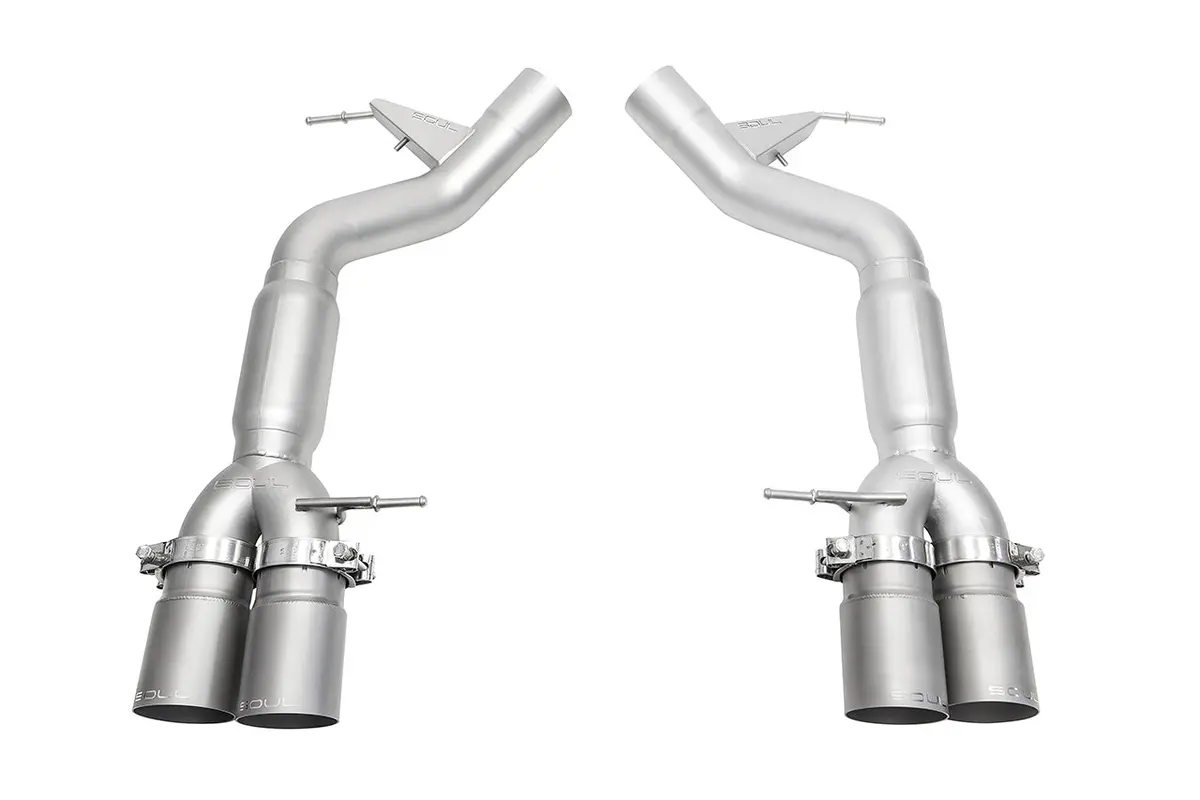 Soul 11-16 Bmw F10 M5 Resonated Muffler Bypass Exhaust - 3.5In Straight Cut Tips - (Signature Satin) 1