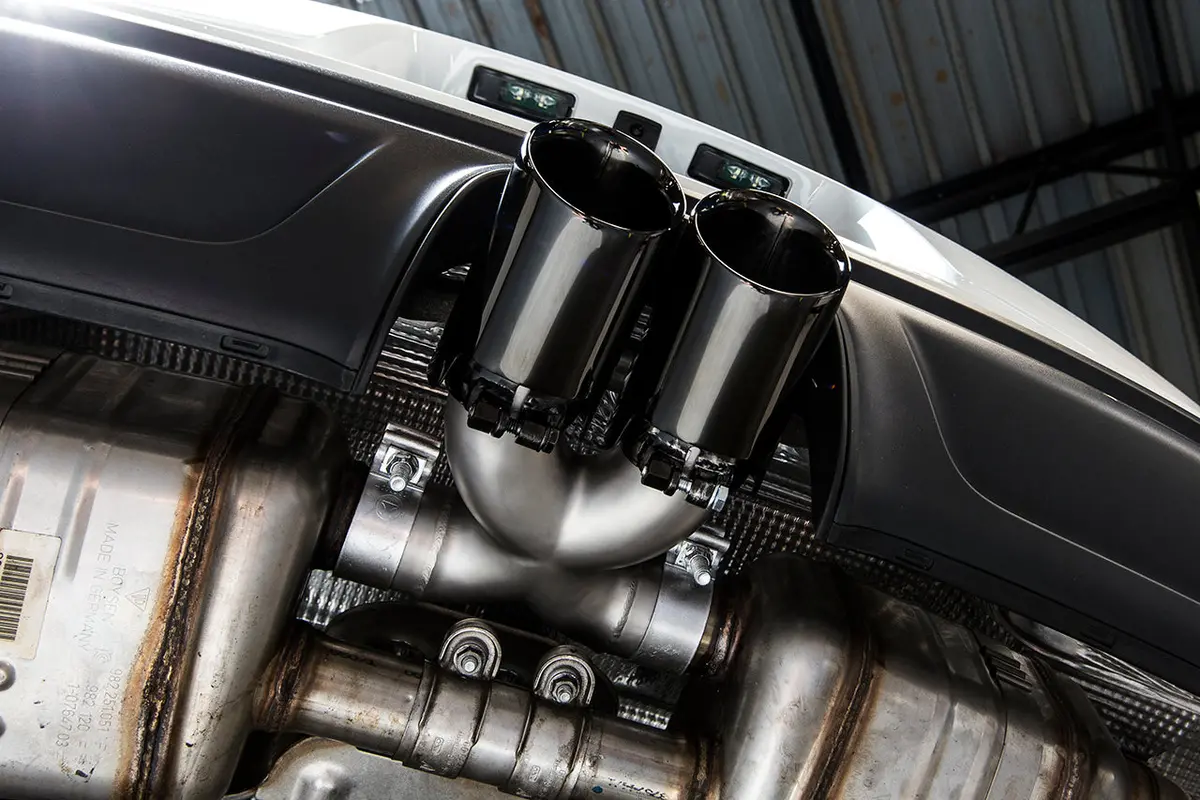 Soul 17+ Porsche 718 Cayman / Boxster Bolt-On X-Pipe W/ Tips - Black Chrome Double Wall Tips 1