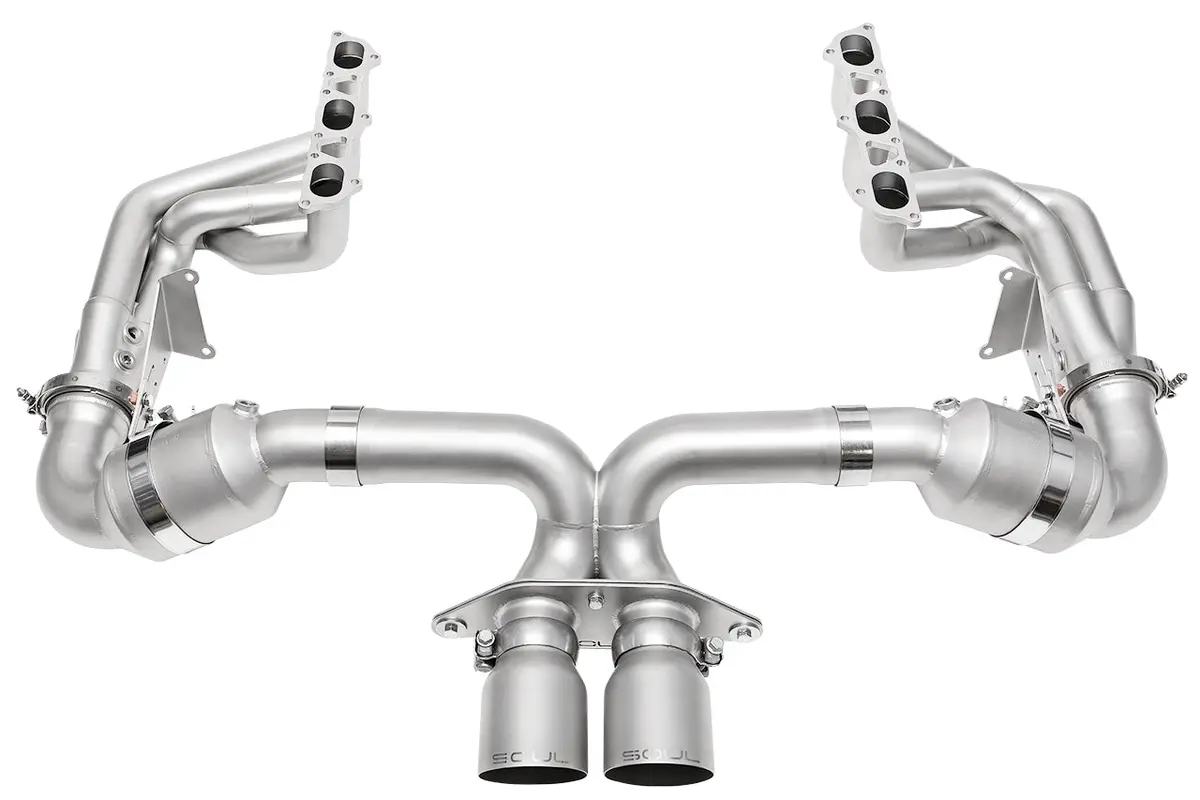Soul 2022 Porsche 992 Gt3 Catted Exhaust System - 4In Slash Cut Sig. Satin Tips 1