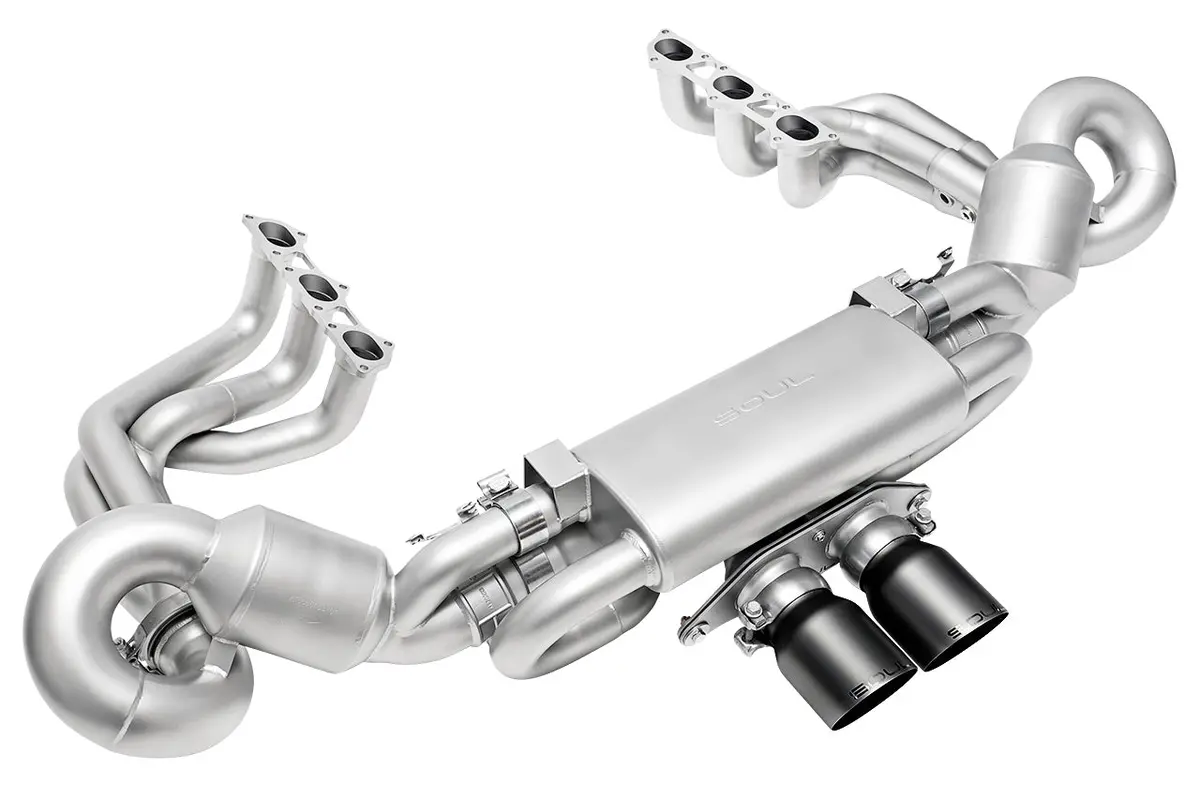 Soul 2022 Porsche 992 Gt3 Catted Valved Exhaust Package - 4In Slash Cut Satin Black Tips 1