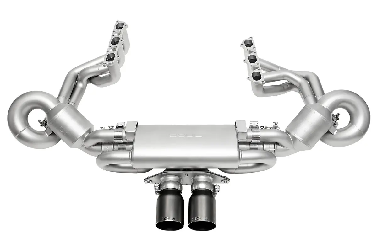 Soul 2022 Porsche 992 Gt3 Catted Valved Exhaust Package - 4In Straight Cut Satin Black Tips 1