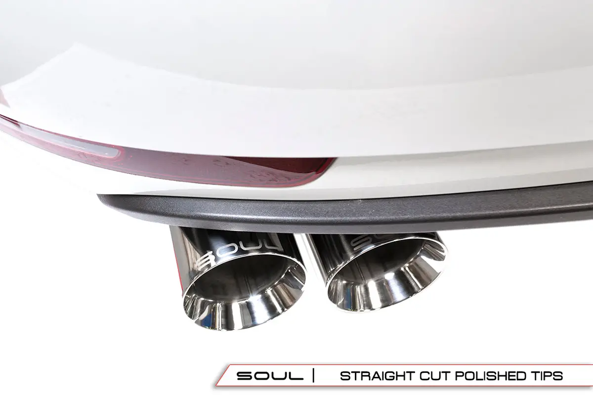 Soul 14+ Porsche Macan 3.0 / 3.6T Resonated Muffler Bypass Exhaust - 4In Straight Cut Pol. Chrome Tips 2