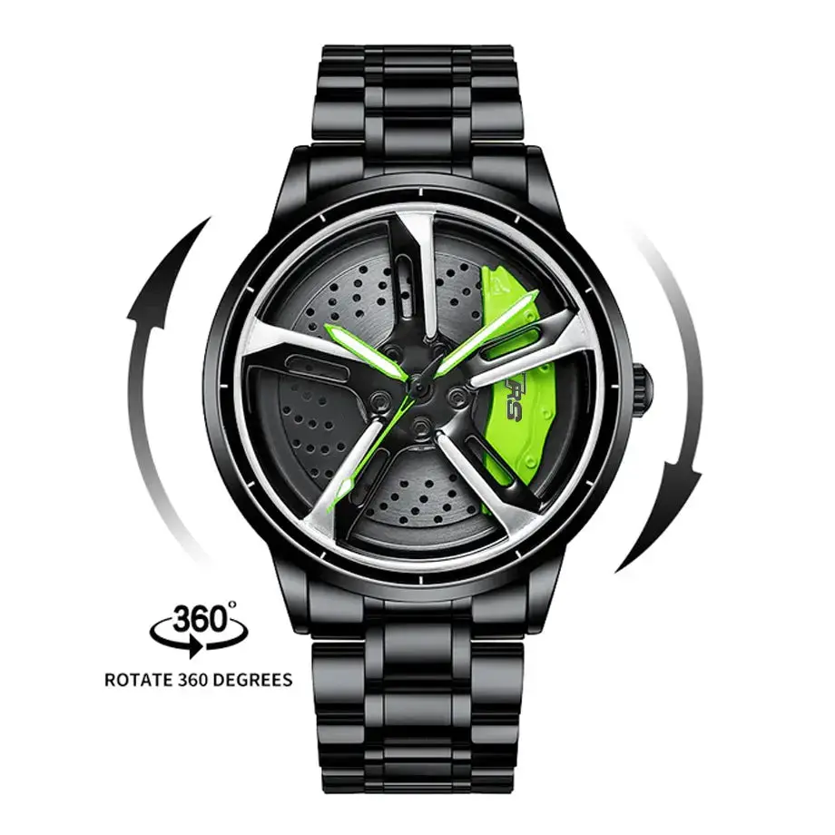 Sports Car Rim Wheel Watch - Audi Rs7 Spinning Face 1