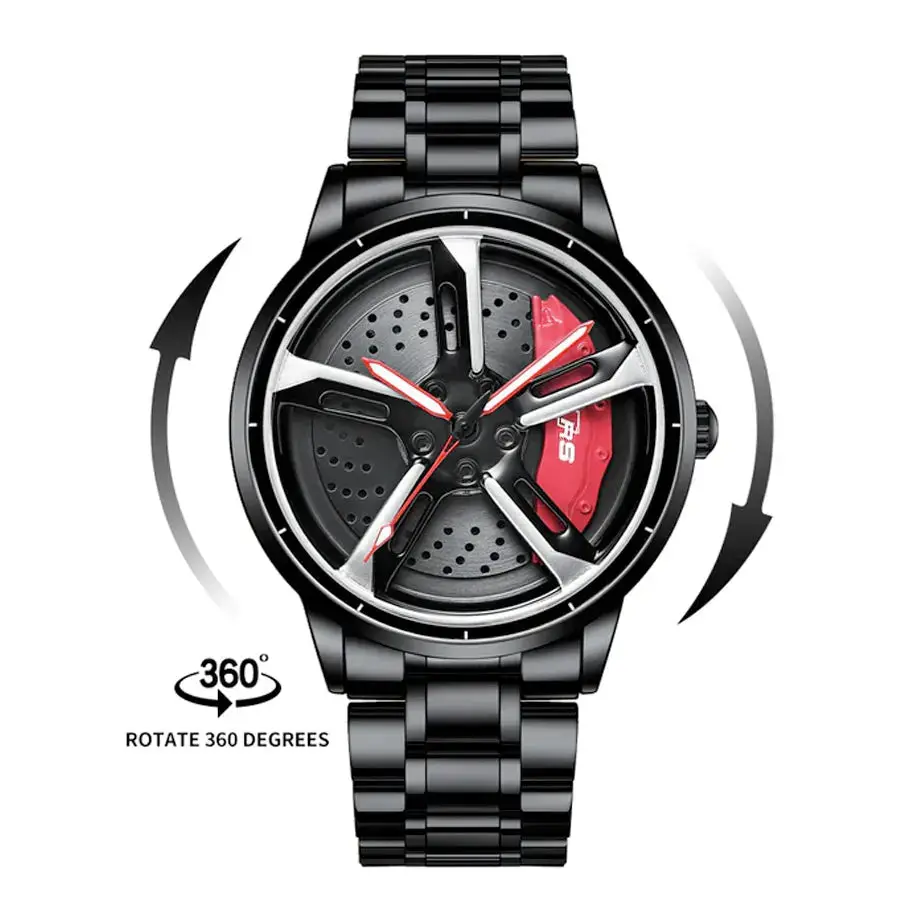 Sports Car Rim Wheel Watch - Audi Rs7 Spinning Face 1
