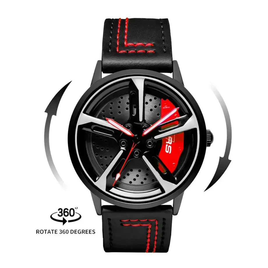 Sports Car Rim Wheel Watch - Audi Rs7 Spinning Face 1