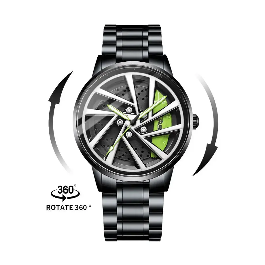 Sports Car Rim Wheel Watch - Vw 7.5 Rs Spinning Face 1