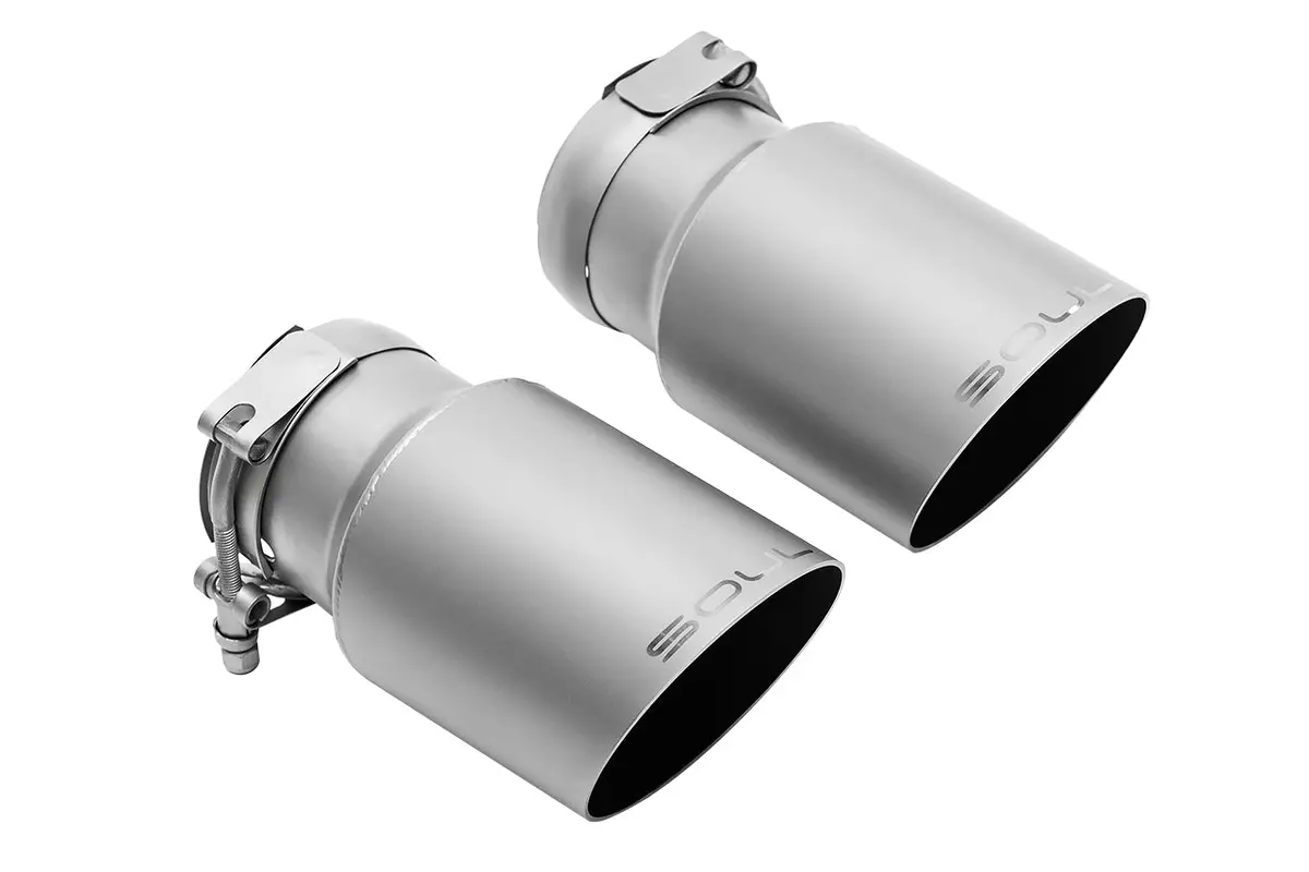 Soul 06-11 Porsche 997 / 997.2 Gt3 Center Muffler Bypass Exhaust - 3.5In Slash Cut Brushed Tips 1