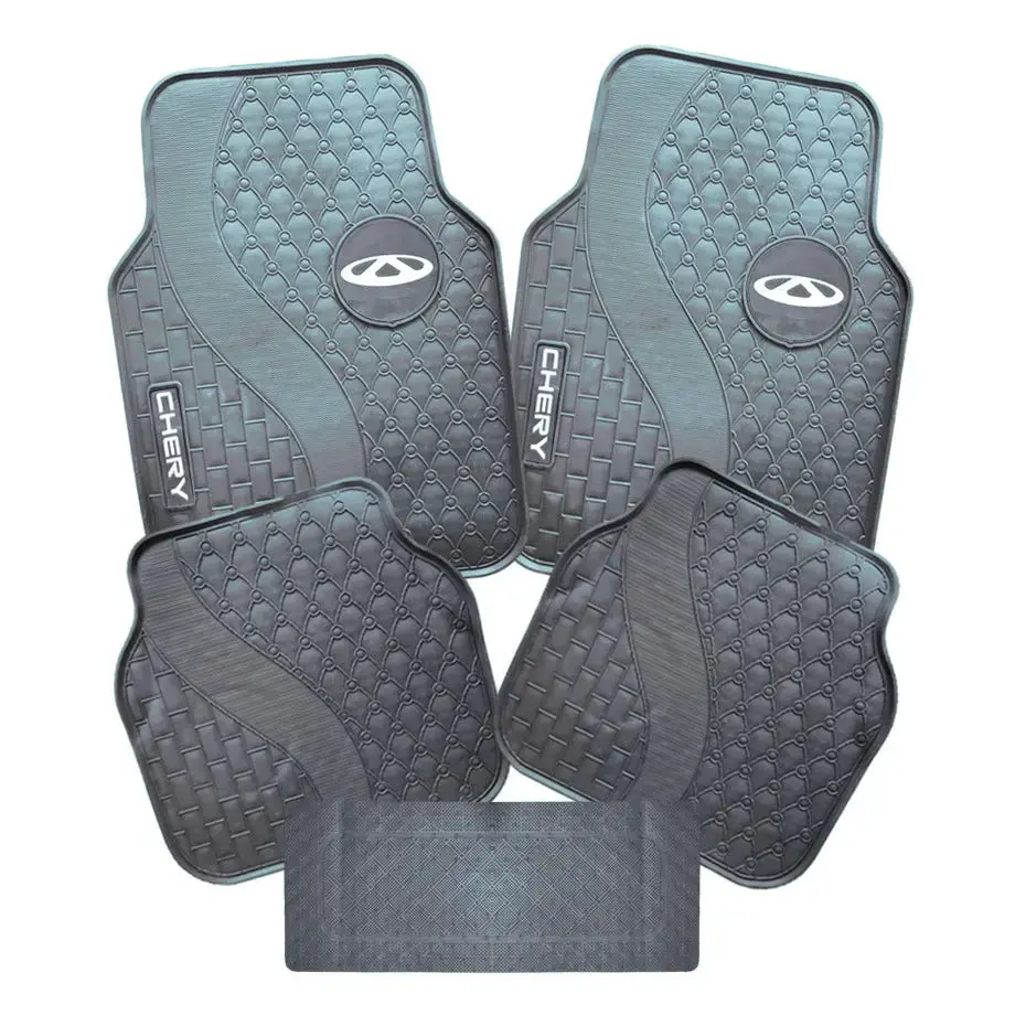Suitable To Fit - Cherry 5-Piece Rubber Car Mats (White) 1