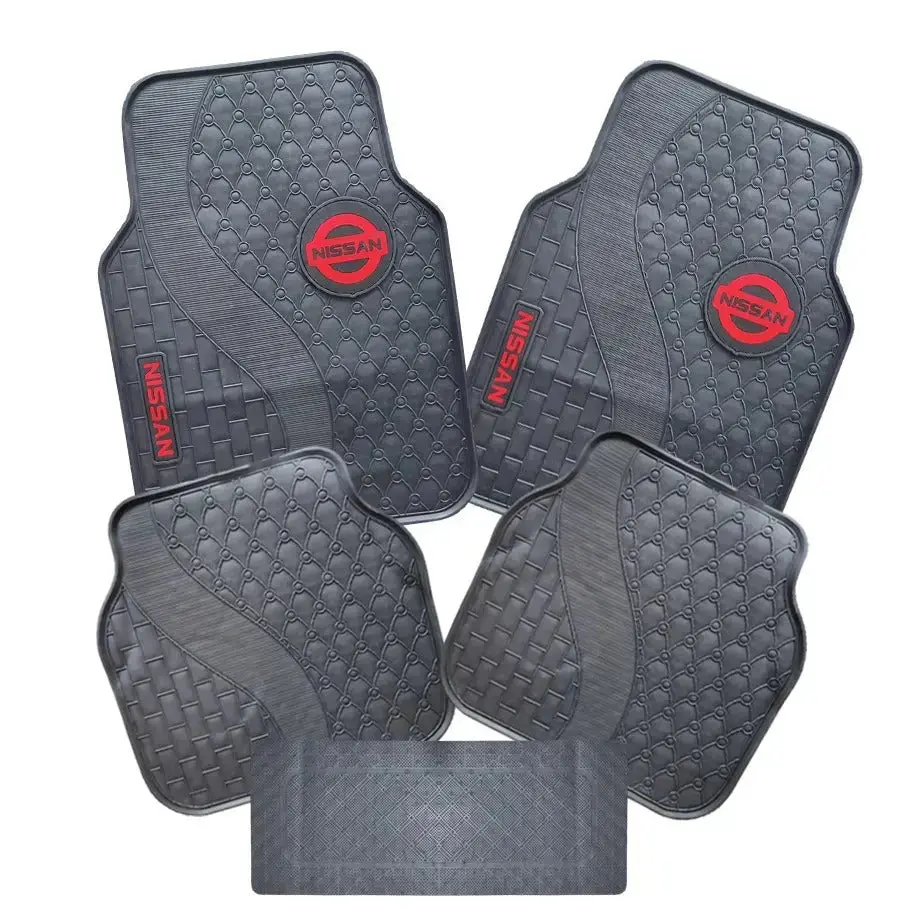 Suitable To Fit - Nissan 5-Piece Rubber Car Mats (Red) 1