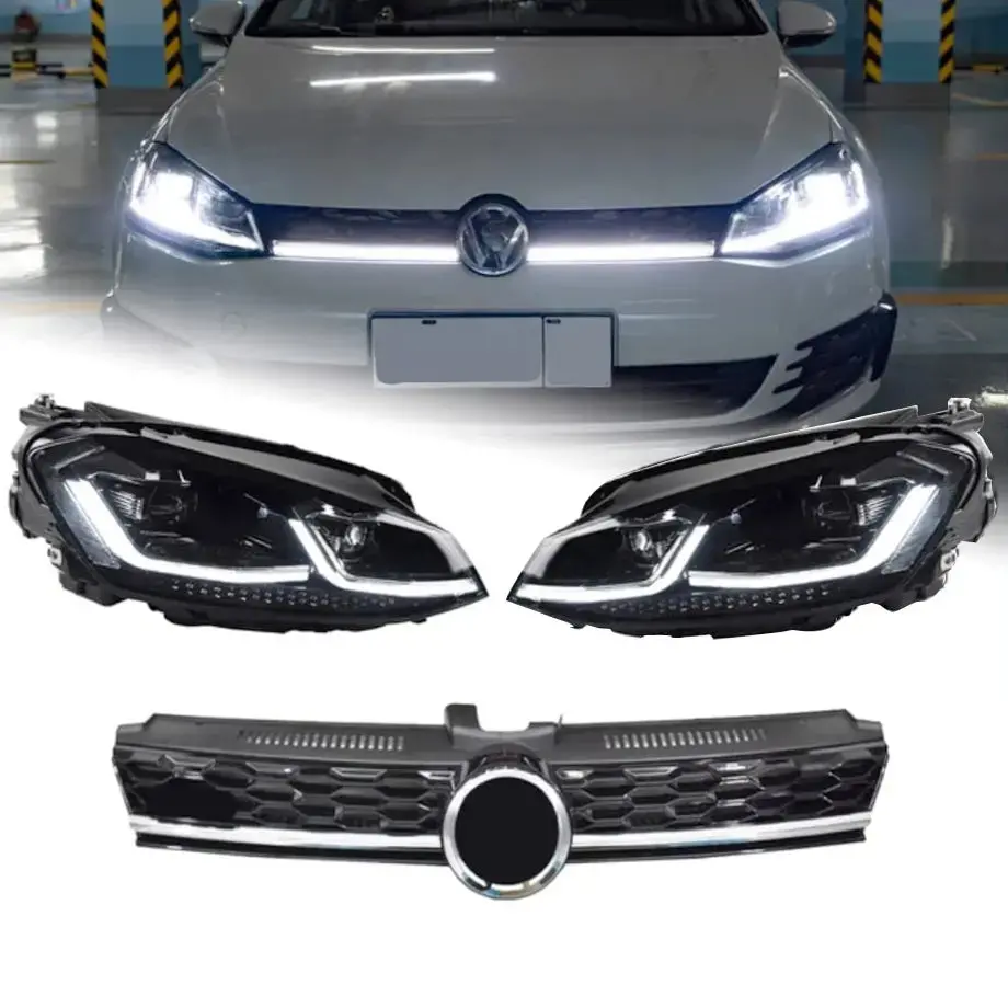 Suitable To Fit - Golf 7 Gti Upgrade Headlight + Grille Kit - Golf 8 Style 1