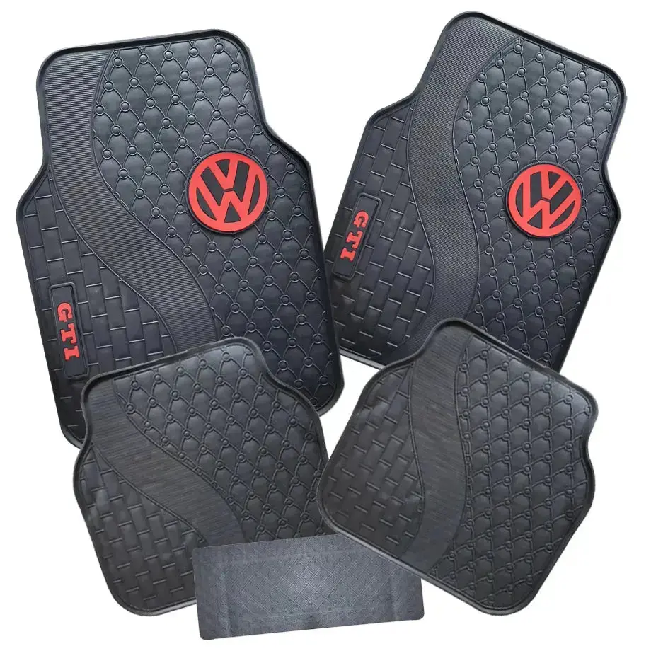 Suitable To Fit - Gti 5-Piece Rubber Car Mats (Red) 1
