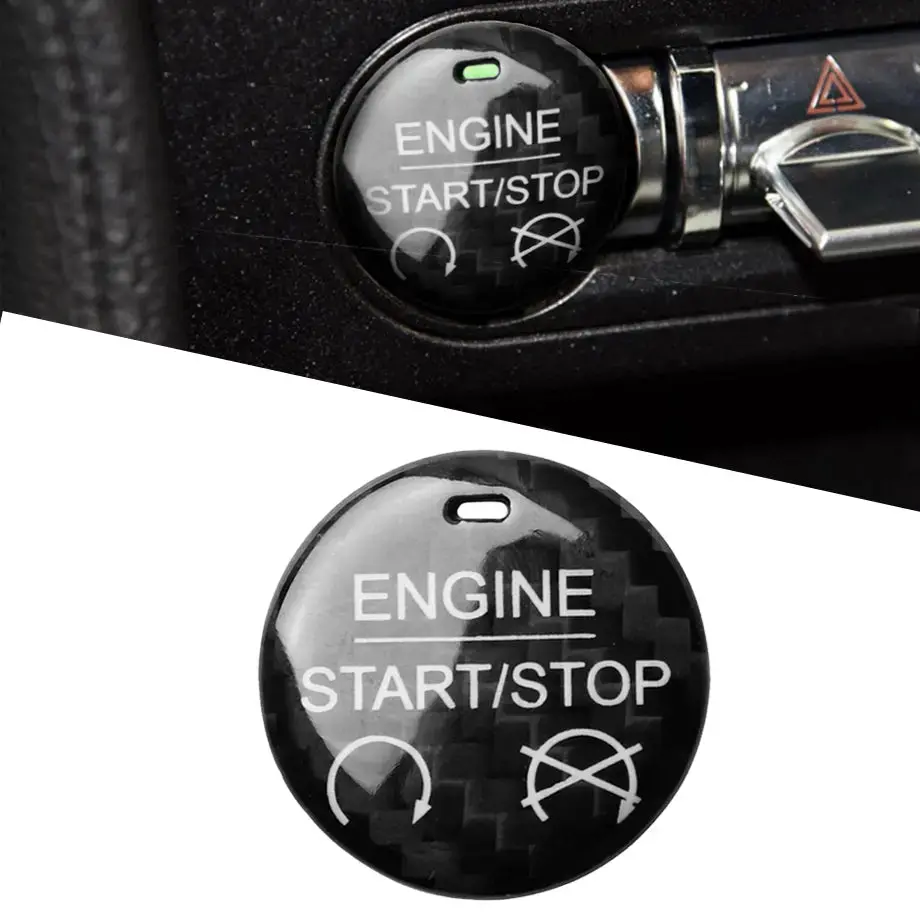 Suitable To Fit - Mustang Carbon Look Push Start Button Sticker 1