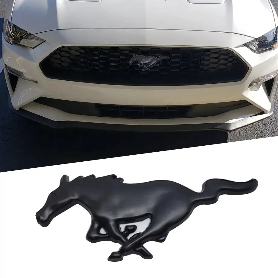 Suitable To Fit - Mustang Running Horse Matte Black Grille Badge 1