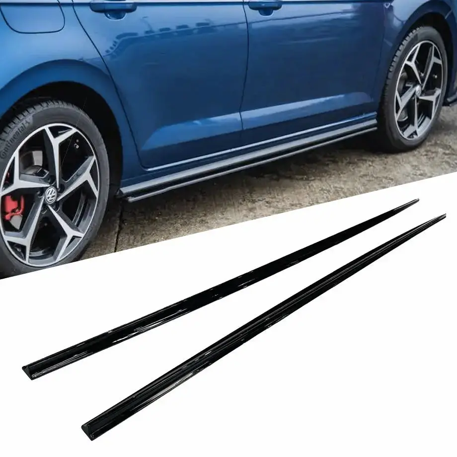 Suitable To Fit - Vw Polo 8 Aw (18-On) Gti Style Gloss Black Side Skirts 1