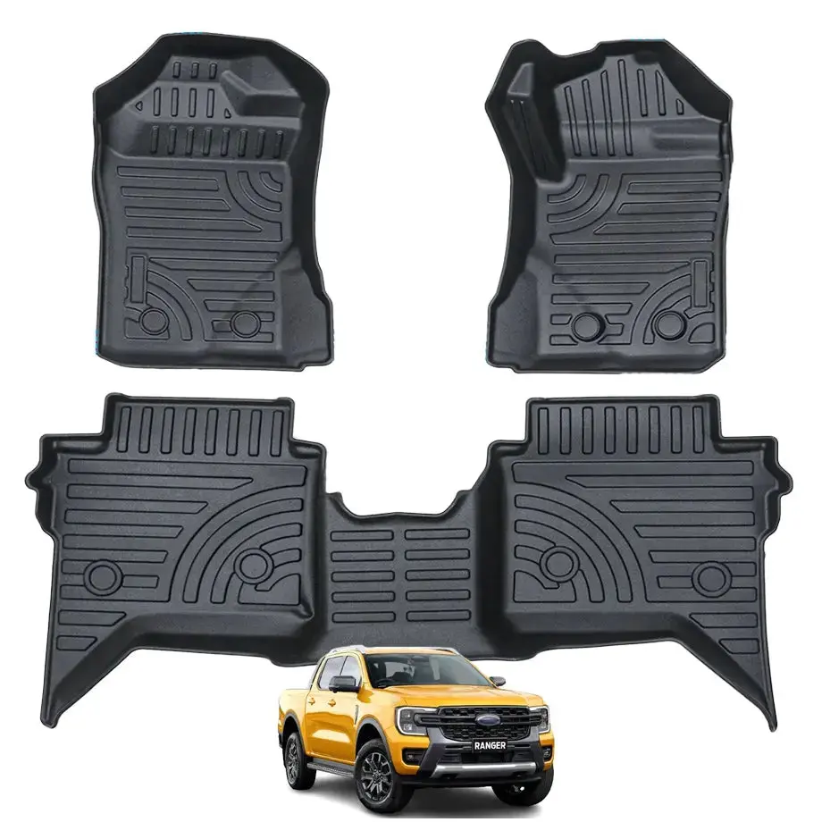 Suitable To Fit - Ranger Next Gen (22-On) Double-Cab Moulded Tpe Rubber Floor Mats (3-Piece) 1