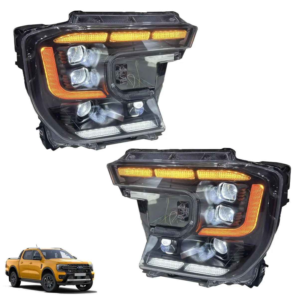 Suitable To Fit - Ranger Next Gen (22-On) Quad-Projector Drl Led Upgrade Headlights 1
