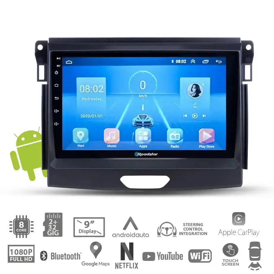 Suitable To Fit Ranger T7 Xlt - 9 Inch Roadstar Android Entertainment & Gps System 1