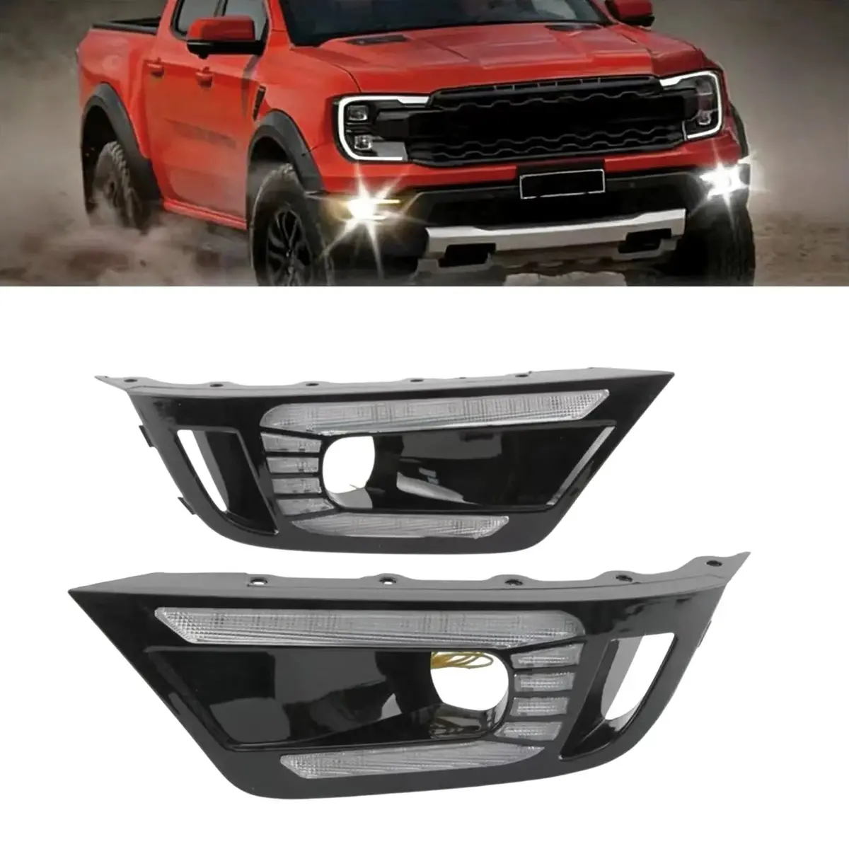 Suitable To Fit -  Ranger Next Gen T9 (22-On) Raptor Drl Led Fog Light Surrounds 1