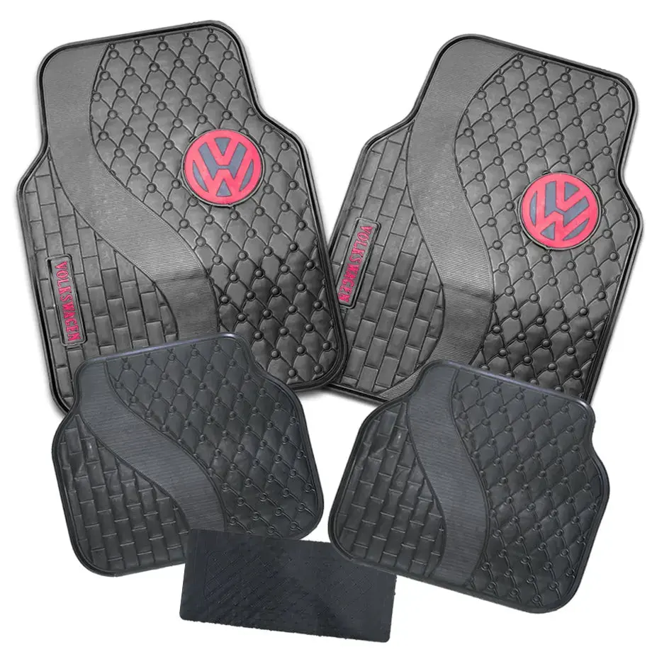 Suitable To Fit - Vw 5-Piece Rubber Car Mats (Red) 1
